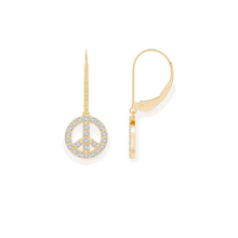 14K Solid Gold Sign of Piece Diamond Earrings - Triple C Diamond's