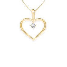 14K Solid Gold Single Stone Heart Diamond Necklace - Triple C Diamond's