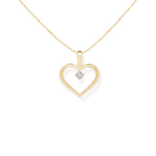 14K Solid Gold Single Stone Heart Diamond Necklace - Triple C Diamond's