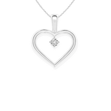 14K Solid Gold Single Stone Heart Diamond Necklace - Triple C Diamond's