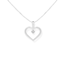 14K Solid Gold Single Stone Heart Diamond Necklace - Triple C Diamond's