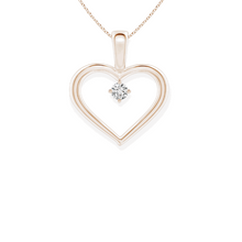 14K Solid Gold Single Stone Heart Diamond Necklace - Triple C Diamond's
