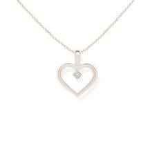 14K Solid Gold Single Stone Heart Diamond Necklace - Triple C Diamond's