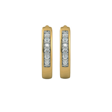 14K Solid Gold Small Diamond Earrings Hoop - Triple C Diamond's