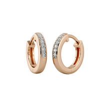 14K Solid Gold Small Diamond Earrings Hoop - Triple C Diamond's