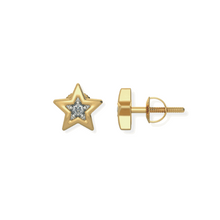 14K Solid Gold Small Star Diamond Earrings Stud - Triple C Diamond's