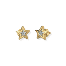 14K Solid Gold Small Star Diamond Earrings Stud - Triple C Diamond's