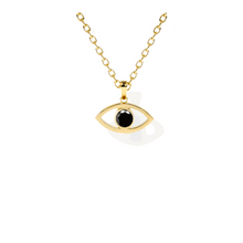 14K Solid Gold Solitaire Evil Eye Necklace - Triple C Diamond's
