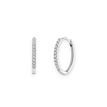 14K Solid Gold Sparkling Hoop Diamond Earrings - Triple C Diamond's