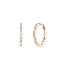 14K Solid Gold Sparkling Hoop Diamond Earrings - Triple C Diamond's