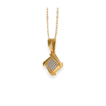 14K Solid Gold Square Pave Settings Diamond Necklace - Triple C Diamond's