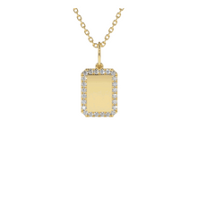 14K Solid Gold Square Plate Diamond Necklace - Triple C Diamond's