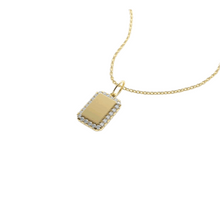 14K Solid Gold Square Plate Diamond Necklace - Triple C Diamond's