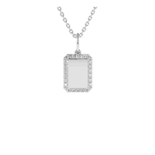14K Solid Gold Square Plate Diamond Necklace - Triple C Diamond's