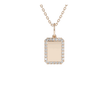 14K Solid Gold Square Plate Diamond Necklace - Triple C Diamond's