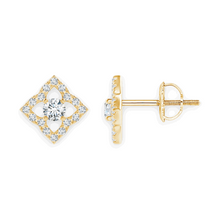 14K Solid Gold Square Shape Diamond Earrings - Triple C Diamond's