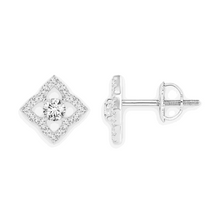 14K Solid Gold Square Shape Diamond Earrings - Triple C Diamond's