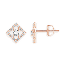 14K Solid Gold Square Shape Diamond Earrings - Triple C Diamond's