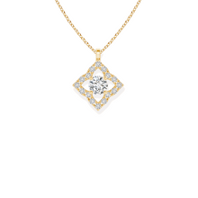 14K Solid Gold Square Solitaire Diamond Necklace - Triple C Diamond's