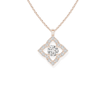14K Solid Gold Square Solitaire Diamond Necklace - Triple C Diamond's
