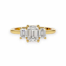 14K Solid Gold Three Emerald Cut Diamond Ring - IGI Certified - Triple C Diamond's