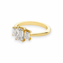 14K Solid Gold Three Emerald Cut Diamond Ring - IGI Certified - Triple C Diamond's