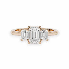 14K Solid Gold Three Emerald Cut Diamond Ring - IGI Certified - Triple C Diamond's