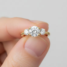 14K Solid Gold Three Round Cut Diamond Ring - IGI Certified