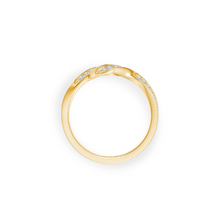14K Solid Gold Twisted Half Line Diamond Ring Band - Triple C Diamond's