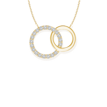 14K Solid Gold Two Circle Diamond Necklace - Triple C Diamond's