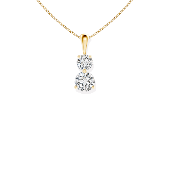 14K Solid Gold Two Diamond Prong Setting Solitaire Pendant - Triple C Diamond's