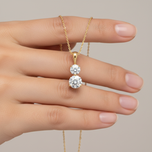 14K Solid Gold Two Diamond Prong Setting Solitaire Pendant