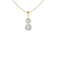 14K Solid Gold Two Diamond Prong Setting Solitaire Pendant - Triple C Diamond's