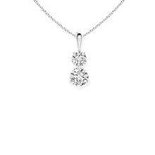 14K Solid Gold Two Diamond Prong Setting Solitaire Pendant - Triple C Diamond's