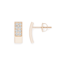 14K Solid Gold Two Line Bar Diamond Earrings - Triple C Diamond's
