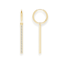 14K Solid Gold Vertical Bar Diamond Earrings - Triple C Diamond's