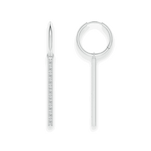 14K Solid Gold Vertical Bar Diamond Earrings - Triple C Diamond's