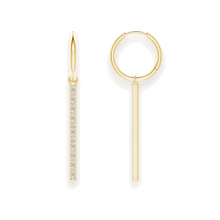 14K Solid Gold Vertical Bar Diamond Earrings - Triple C Diamond's