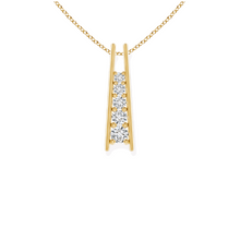 14K Solid Gold Vertical Prong Settings Diamond Necklace - Triple C Diamond's