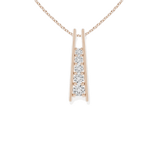 14K Solid Gold Vertical Prong Settings Diamond Necklace - Triple C Diamond's