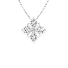 14K Solid Gold four Floral Diamond Necklace - Triple C Diamond's
