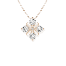 14K Solid Gold four Floral Diamond Necklace - Triple C Diamond's