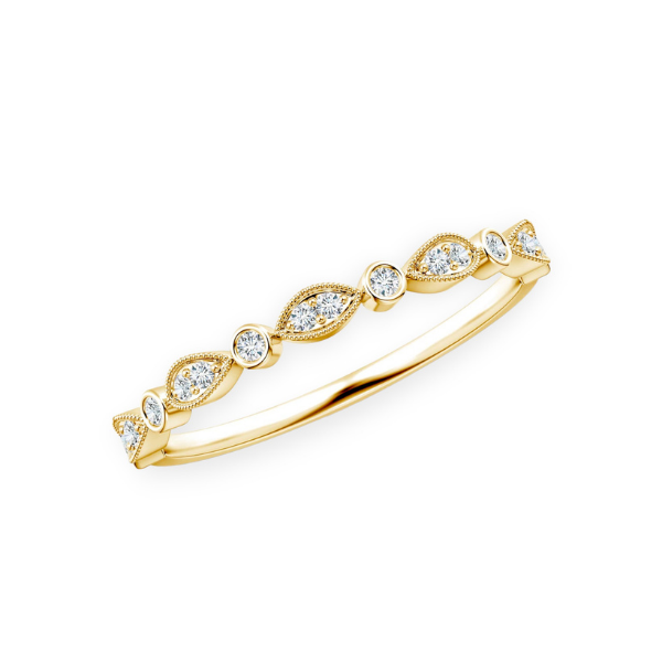 14K Solid Gold Diamond Antic Ring Band