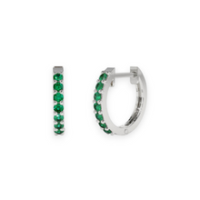 white gold emerald hoop earrings