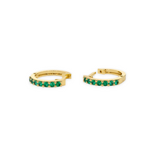 gold emerald hoop earrings