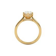 3 Carat Oval Cut Cathedral Setting Hidden Halo Solitaire Diamond 14K Solid Gold Ring
