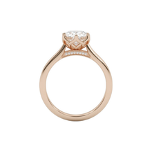 3 Carat Oval Cut Cathedral Setting Hidden Halo Solitaire Diamond 14K Solid Gold Ring