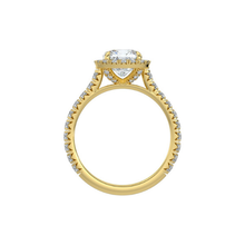 Timeless Cushion Cut Single Halo Pave Band 14K Solid Gold Engagement Ring
