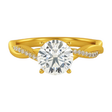 2 to 3 CT Twisted Band 14K Solid Gold Solitaire Round Diamond Engagement Diamond Ring