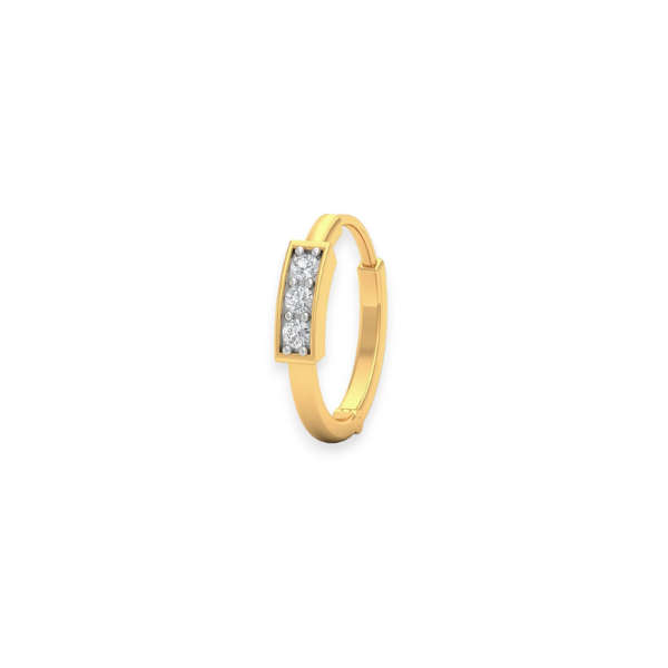 18K Solid Gold 3 Diamond Channel Setting Nose Ring - Triple C Diamond's